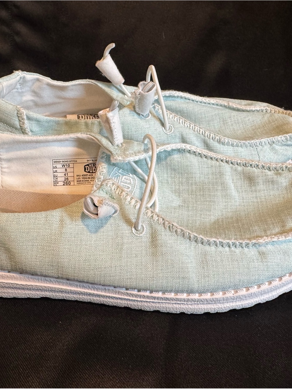 Ligh blue Hey Dude canvas shoes